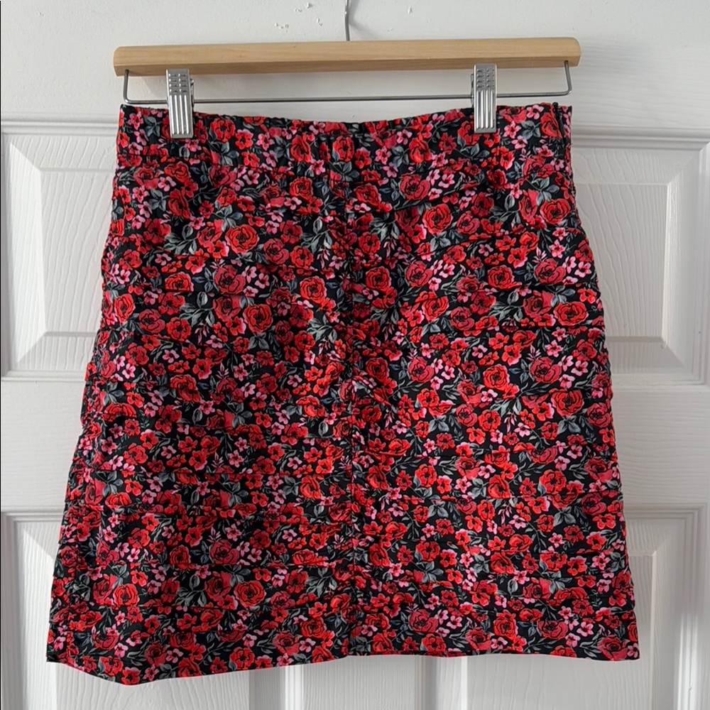 Floral Red and Black Women's Skirt
